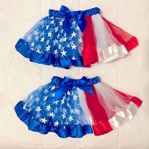 Red White and Blue Twin Tutus 2-3 yr Matching Set of 2. NWOT
